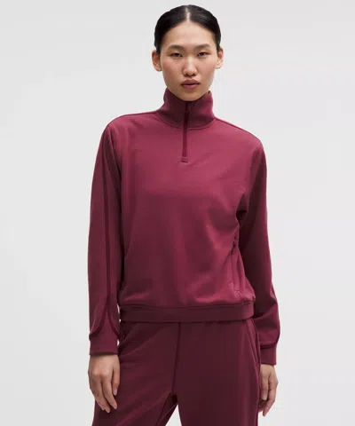 Lululemon Textured Fleece Half Zip In Burgundy
