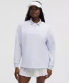 Lululemon Textured Long-sleeve Polo Shirt In Blue