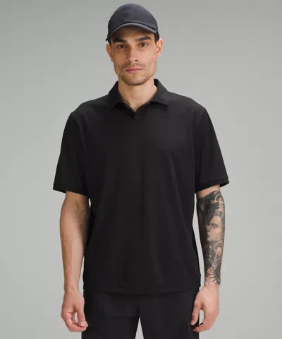 Lululemon Textured Mesh Short-sleeve Polo Shirt In Black