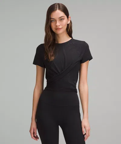 Lululemon Tie-waist Breathable Short-sleeve Shirt In Black