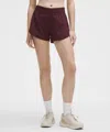 Lululemon Track That High-rise Lined Short 3" In Burgundy