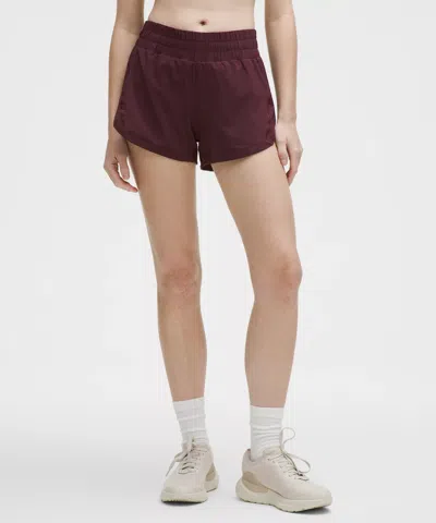 Lululemon Track That High-rise Lined Short 3" In Burgundy