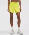 Lululemon Track That High-rise Lined Short 5" In Yellow