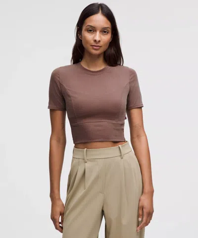 Lululemon Twist-back Ribbed Short-sleeve Shirt In Brown