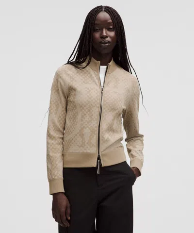 Lululemon Two-tone Fitted Full-zip Sweater Slnsh Collection In Neutral