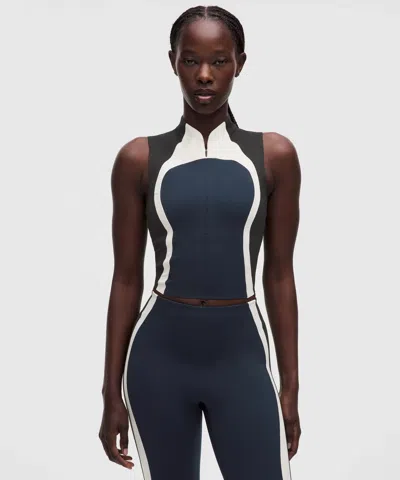 Lululemon Ultralu™ Zip-front Cropped Tank Top In Blue
