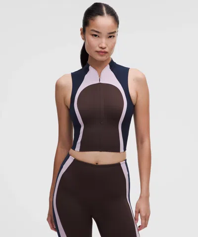 Lululemon Ultralu™ Zip-front Cropped Tank Top In Brown