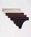 Lululemon Underease Mid-rise Thong Underwear 5 Pack In Multi