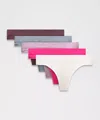 Lululemon Underease Mid-rise Thong Underwear 5 Pack In Multi