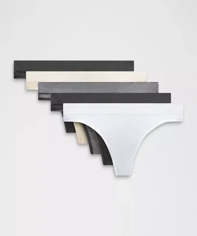 Lululemon Underease Mid-rise Thong Underwear 5 Pack In Gray