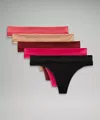 Lululemon Underease Mid-rise Thong Underwear 5 Pack In Multi