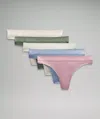 Lululemon Underease Mid-rise Thong Underwear 5 Pack In Multi