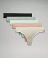 Lululemon Underease Mid-rise Thong Underwear 5 Pack In Multi