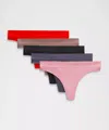 Lululemon Underease Mid-rise Thong Underwear 5 Pack In Pink