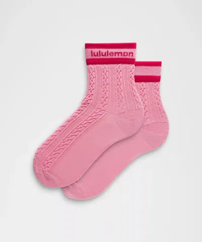 Lululemon Unisex Cable-knit Quarter Socks In Pink
