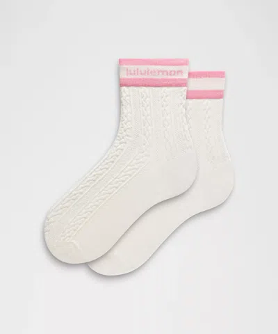 Lululemon Unisex Cable-knit Quarter Socks In White