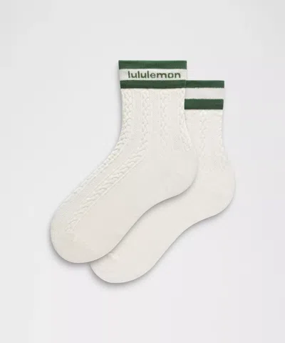 Lululemon Unisex Cable-knit Quarter Socks In White