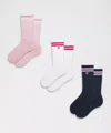 Lululemon Unisex Daily Essential Crew Socks 3 Pack Stripe In Multi