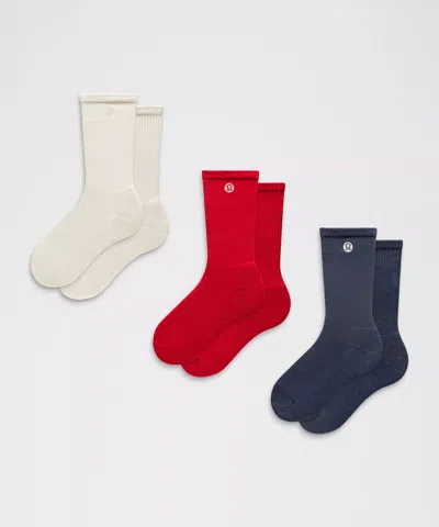Lululemon Unisex Daily Essential Crew Socks In Red