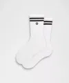 Lululemon Unisex Daily Essential Crew Socks Stripe In White