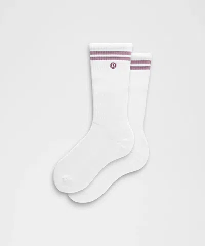 Lululemon Unisex Daily Essential Crew Socks Stripe In White