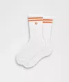 Lululemon Unisex Daily Essential Crew Socks Stripe In White