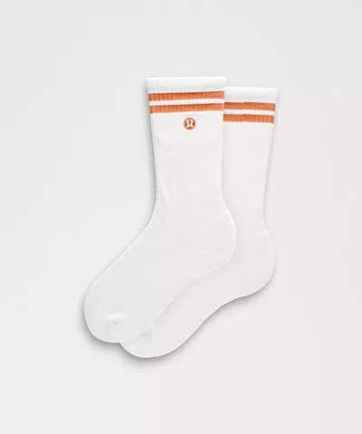 Lululemon Unisex Daily Essential Crew Socks Stripe In White