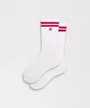 Lululemon Unisex Daily Essential Crew Socks Stripe In White