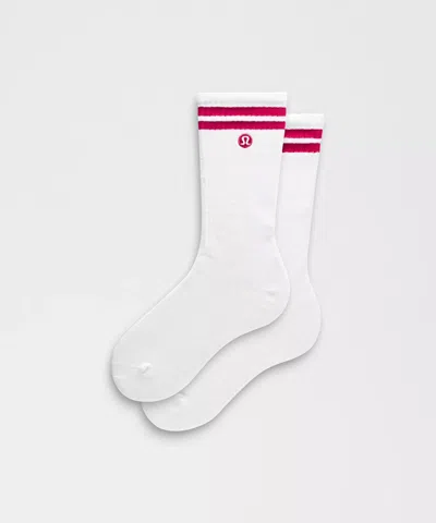 Lululemon Unisex Daily Essential Crew Socks Stripe In White
