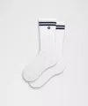Lululemon Unisex Daily Essential Crew Socks Stripe In White