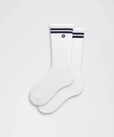 Lululemon Unisex Daily Essential Crew Socks Stripe In White