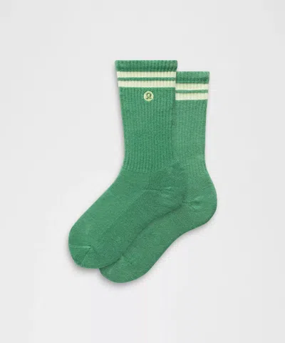 Lululemon Unisex Daily Essential Crew Socks Stripe In Green
