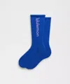 Lululemon Unisex Daily Essential Crew Socks Wordmark In Blue