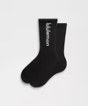 Lululemon Unisex Daily Essential Crew Socks Wordmark In Black