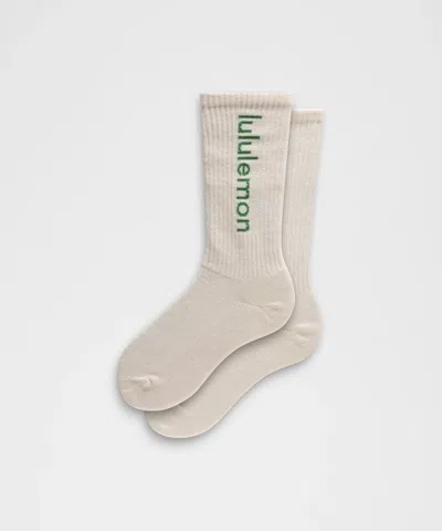Lululemon Unisex Daily Essential Crew Socks Wordmark In Neutral