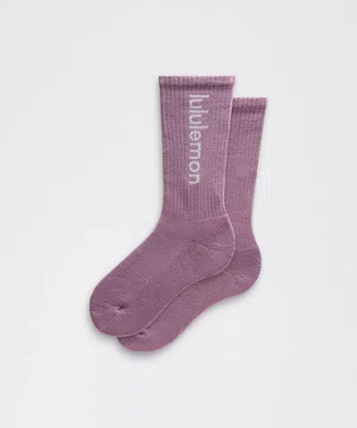 Lululemon Unisex Daily Essential Crew Socks Wordmark In Purple
