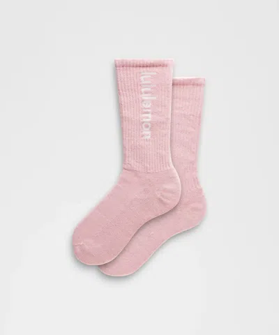 Lululemon Unisex Daily Essential Crew Socks Wordmark In Pink