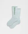 Lululemon Unisex Daily Essential Crew Socks Wordmark In Green