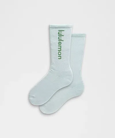Lululemon Unisex Daily Essential Crew Socks Wordmark In Green