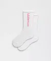 Lululemon Unisex Daily Essential Crew Socks Wordmark In White