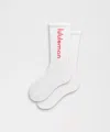 Lululemon Unisex Daily Essential Crew Socks Wordmark In White