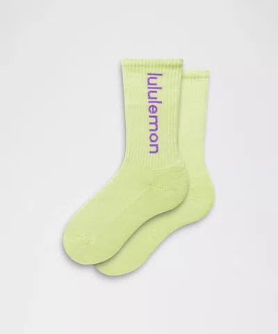 Lululemon Unisex Daily Essential Crew Socks Wordmark In Yellow