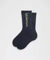 Lululemon Unisex Daily Essential Crew Socks Wordmark In Black