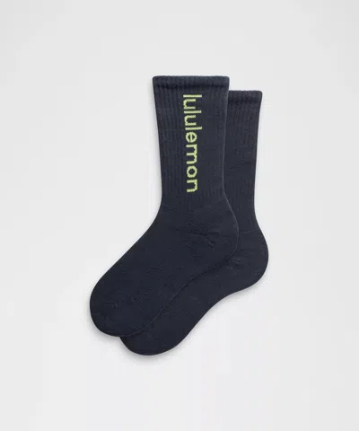 Lululemon Unisex Daily Essential Crew Socks Wordmark In Black
