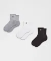 Lululemon Unisex Daily Essential Quarter Socks 3 Pack In Multi