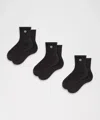 Lululemon Unisex Daily Essential Quarter Socks 3 Pack In Black