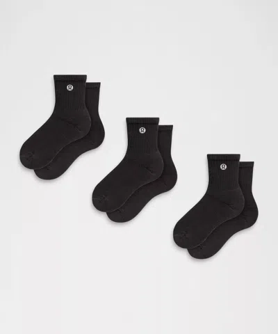 Lululemon Unisex Daily Essential Quarter Socks 3 Pack In Black
