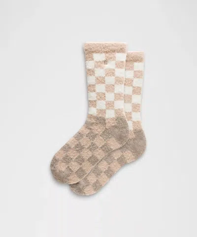 Lululemon Unisex Fuzzy Checkered Crew Socks