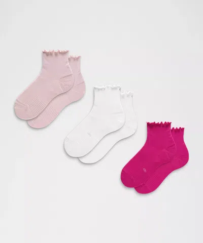 Lululemon Unisex Power Stride Ankle Socks 3 Pack In Pink