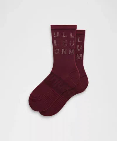 Lululemon Unisex Power Stride Crew Socks In Burgundy
